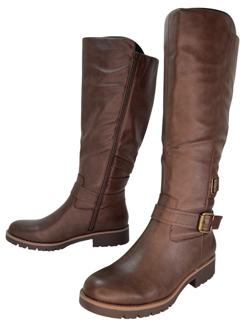 Sun + Stone Blakelyy Chocolate Faux Leather Knee High Womens Boots Size 9M - Picture 7 of 11